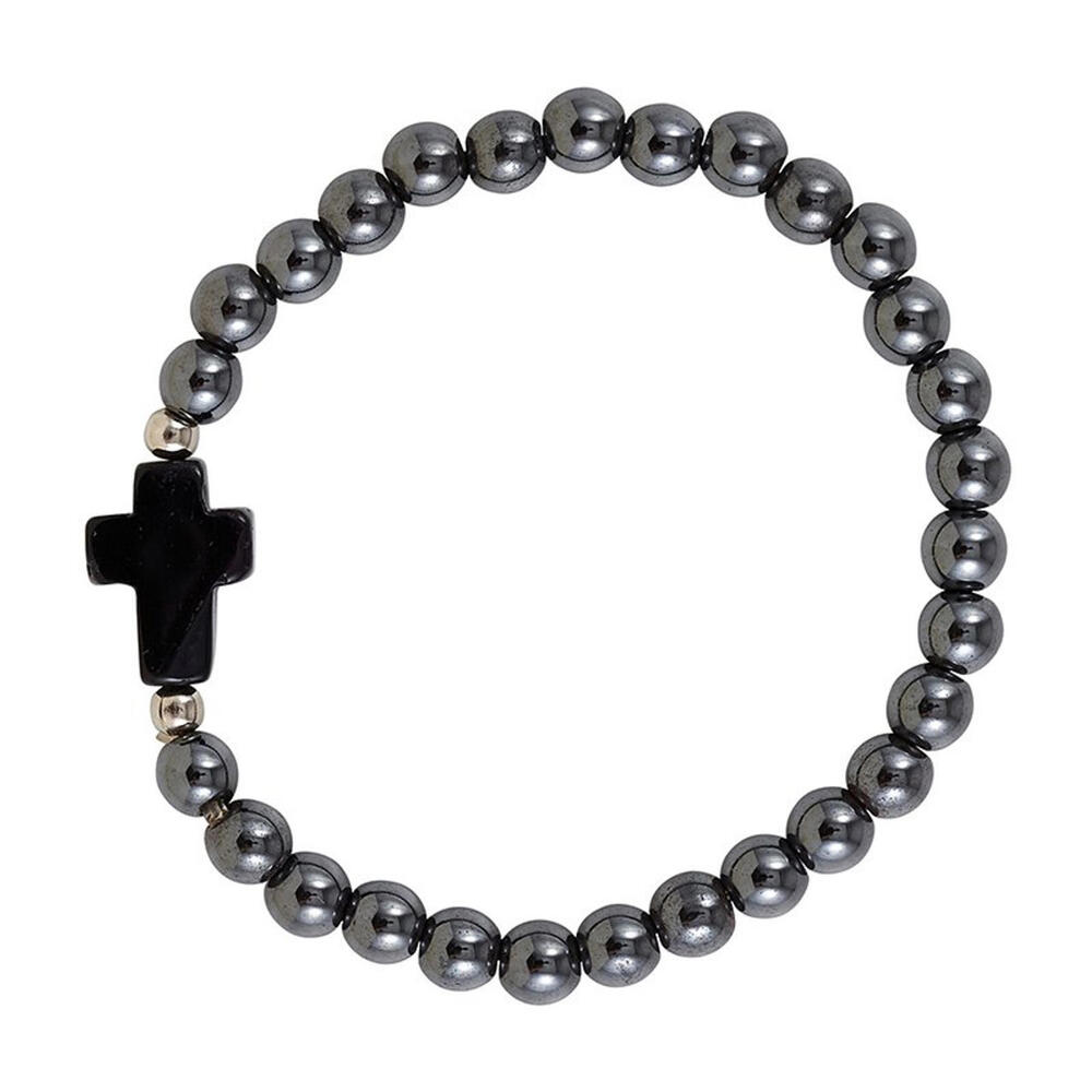 Black Cross Hematite Magnetic Bracelet